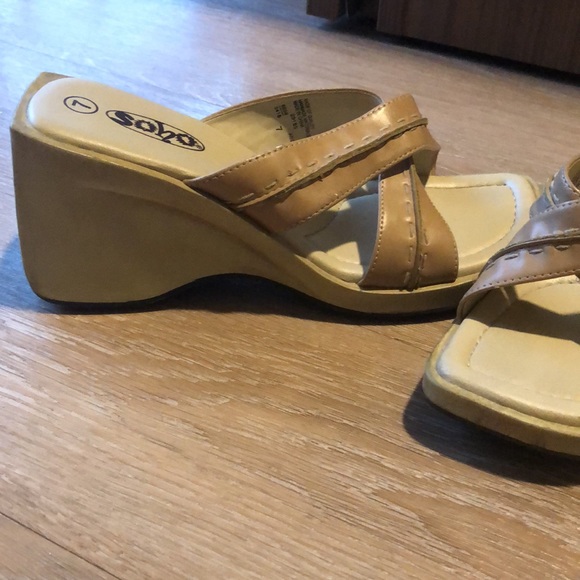 Vintage Y2K platform sandals slip on heels rose 7 - Picture 11 of 13